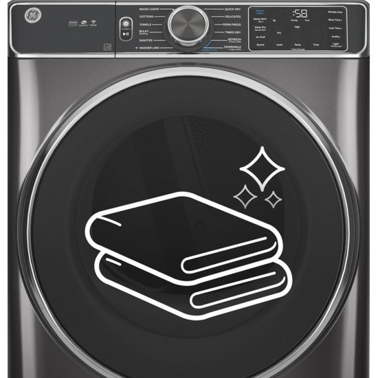 GFD55ESSNWW - 7.8 Cuft. Capacity Smart Front Load Electric Dryer with Sanitize Cycle - White by General Electric