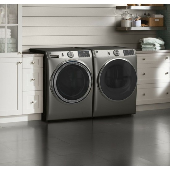GFD65ESPNSN - GE® 7.8 Cu.ft. Capacity Smart Front Load Electric Dryer with Steam and Sanitize Cycle - Satin Nickel