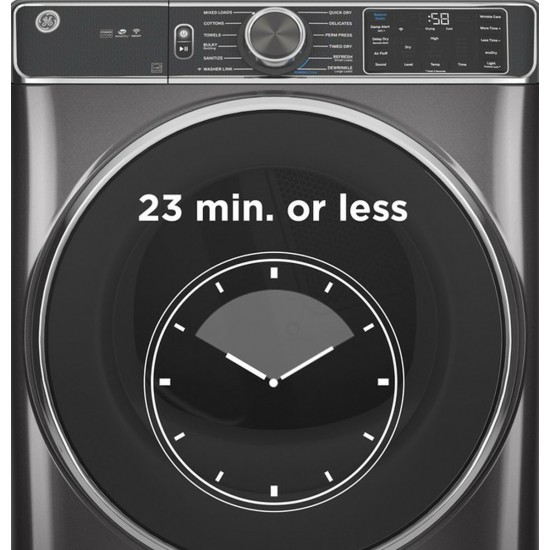 GFD65ESPNSN - GE® 7.8 Cu.ft. Capacity Smart Front Load Electric Dryer with Steam and Sanitize Cycle - Satin Nickel