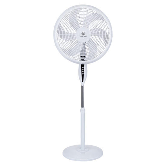Ventilateur sur Pied 18 pouces, Entièrement en Plastique avec Base Ronde - Blanc par Westpoint