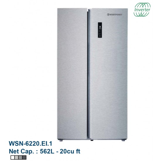 Réfrigérateur Côte à Côte sans givre de 20 Pieds Cube à 2 Portes en Acier Inoxydable de Westpoint