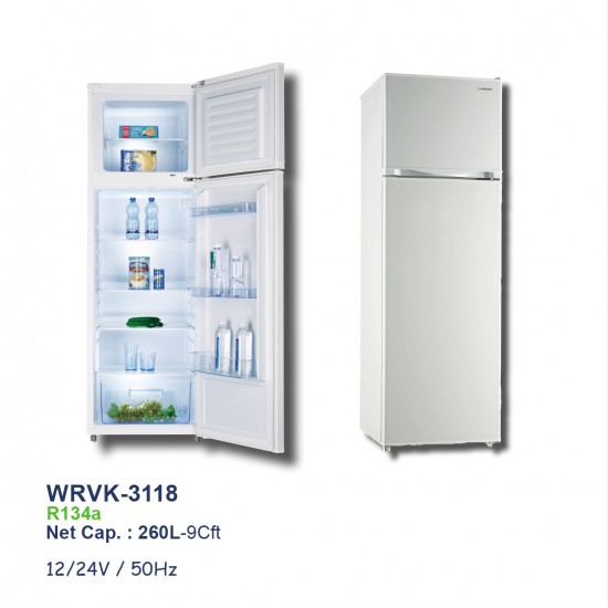 Réfrigérateur Solaire de 9pi³/ 260L Blanc de 2 Portes - Froid Statique + Contrôleur de Charge Westpoint