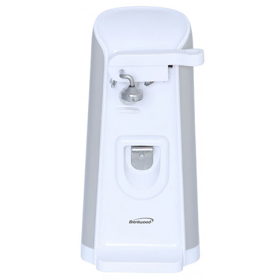 J-30W Tall Electric Can Opener with Knife Sharpener & Bottle Opener, White Brentwood