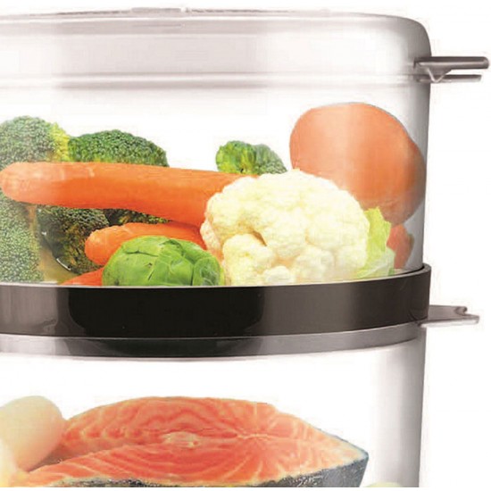 Cuiseur Vapeur 5 étages Inox 35 Cm – Compatible Induction, Gaz, électrique, Grande Capacité, Avec Poignées