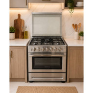 30" Stainless Steel 5 Burner Gas Range with Automatic Ignition Glass Lid Westpoint