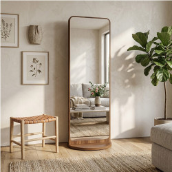Miroir sur Pied Pivotant avec Cadre Marron