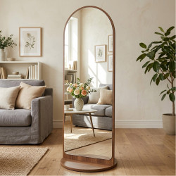 Miroir sur Pied Pivotant avec Cadre Marron