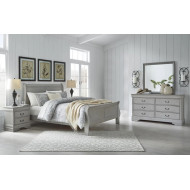 B394 - Kordasky Jeu de Chambre à Ccoucher Traîneau 5 Pièces Queen Size (1 Lit - 1 Commode - 2 Tables de Chevet - 1 Miroir) - Gris par Ashley Furniture