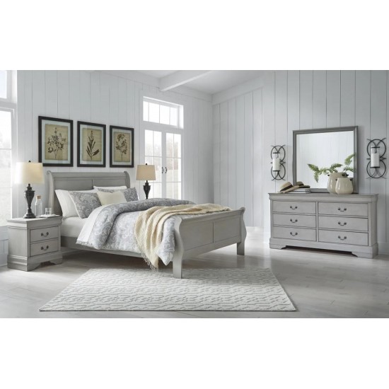 B394 - Kordasky Jeu de Chambre à Ccoucher Traîneau 5 Pièces Queen Size (1 Lit - 1 Commode - 2 Tables de Chevet - 1 Miroir) - Gris par Ashley Furniture