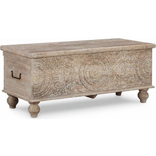 A4000039 - Banc de Rangement à Charnière Fossil Ridge pour Chambre à Coucher - Beige par Ashley Furniture