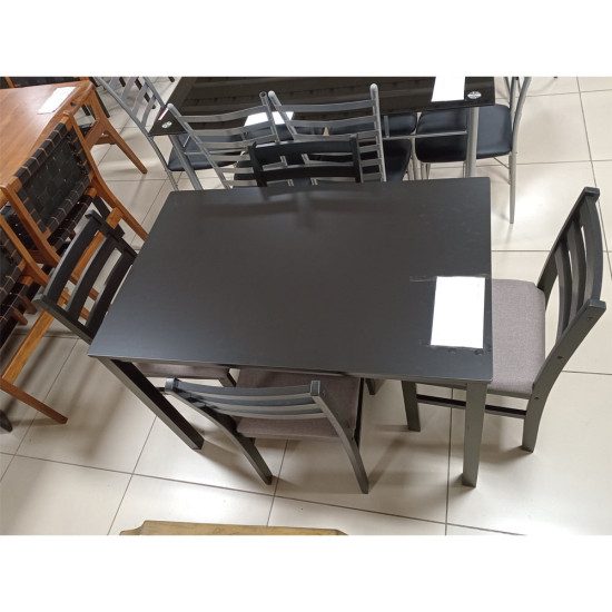 Dinette de 5 Pièces (1 Table - 4 Chaises avec Coussin)- Dark Walnut