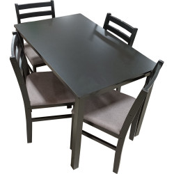 Dinette de 5 Pièces (1 Table - 4 Chaises avec Coussin)- Dark Walnut