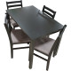 Dinette de 5 Pièces (1 Table - 4 Chaises avec Coussin)- Dark Walnut
