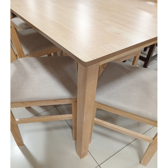 Dinette Cocco de 7 Pièces (1 Table et 6 Chaises avec Coussins) - Naturel