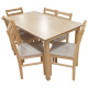 Dinette Cocco de 7 Pièces (1 Table et 6 Chaises avec Coussins) - Naturel