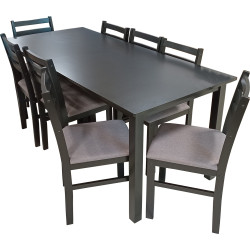 Dinette de 9 Pièces (1 Table - 8 Chaises avec Coussin)- Dark Walnut