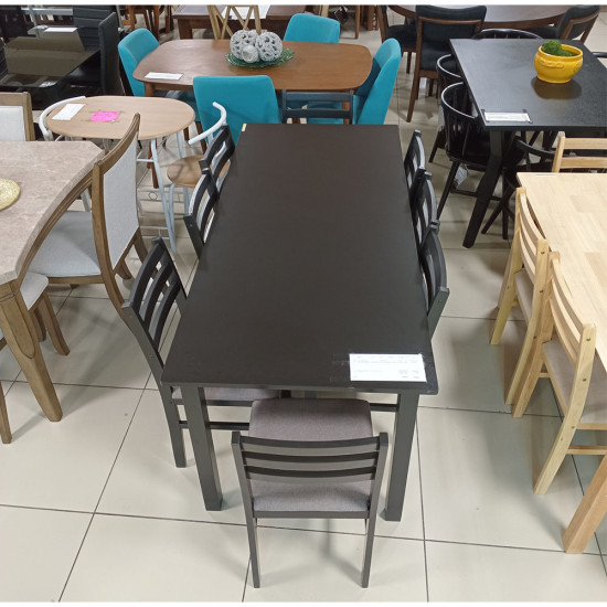 Dinette de 9 Pièces (1 Table - 8 Chaises avec Coussin)- Dark Walnut