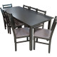 Dinette de 9 Pièces (1 Table - 8 Chaises avec Coussin)- Dark Walnut