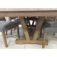 Dinette en Marbre de 9 Pièces (1 Table et 8 Chaises avec Coussins) - Chêne Véritable à Motif Floral Doré