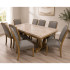 Dinette en Marbre de 9 Pièces (1 Table et 8 Chaises avec Coussins) - Chêne Véritable à Motif Floral Doré