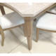 Dinette en Marbre 9 Pièces (1 Table et 8 Chaises avec Coussins) - Nuage/Véritable Fleur Dorée