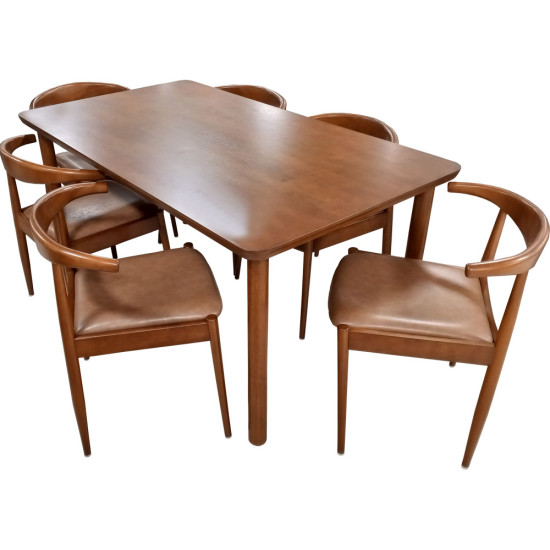 Jeu de Table à Manger Incheon de 7 Pièces - Noyer/Coca