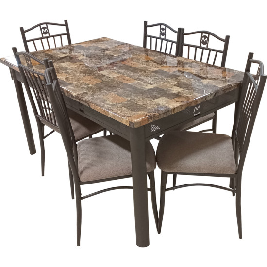 Dinette Daniels de 7 Pièces (1 Table- 6 Chaises) - Marron