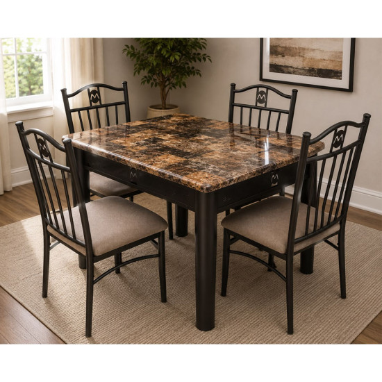 Daniels - Dinette de 5 Pièces (1 Table - 4 Chaises) Brun	