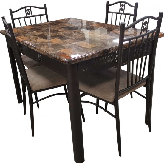 Daniels - Dinette de 5 Pièces (1 Table - 4 Chaises) Brun	