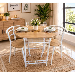 Dinette de Petit-déjeuner Valby 3 Pièces (1 Table - 2 Chaises)- Blanc