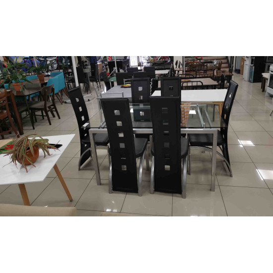 DS26313 - Dinette de 7 Pièces  (1 Table en Vitre - 6 Chaises)