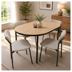 Jeu de Table à Manger de 5 Pièces (1 Table + 4 Chaises)