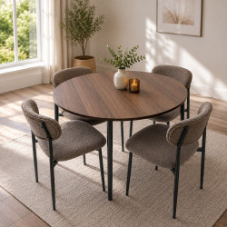 Jeu de Table Ronde à Manger 5 Pièces (1 Table + 4 Chaises)