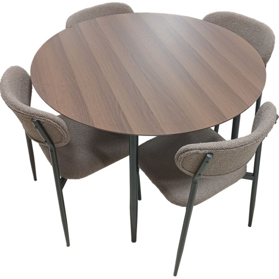 Jeu de Table Ronde à Manger 5 Pièces (1 Table + 4 Chaises)