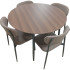 Jeu de Table Ronde à Manger 5 Pièces (1 Table + 4 Chaises)
