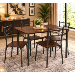 Dinette de 5 Pièces Walnut (1 Table 4 Chaises)