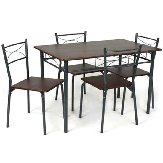 Dinette de 5 Pièces Walnut (1 Table 4 Chaises)