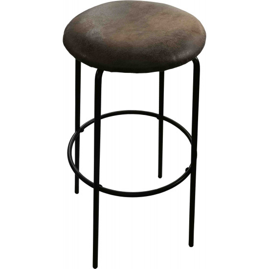 HAMER - Tabouret De Bar En Daim Marron Avec Pieds à Revêtement En Poudre Noire