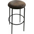 HAMER - Tabouret De Bar En Daim Marron Avec Pieds à Revêtement En Poudre Noire