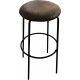 HAMER - Tabouret De Bar En Daim Marron Avec Pieds à Revêtement En Poudre Noire