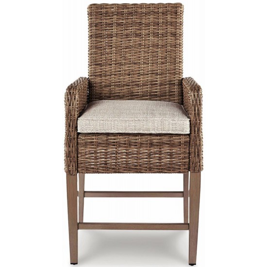 P791130 Beachcroft Outdoor Barstool With Cushion (Set of 2) Beige