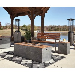 P015-773 - Hatchlands Low Rectangular Fire Pit Table - Brown/Gray by Ashley Furniture