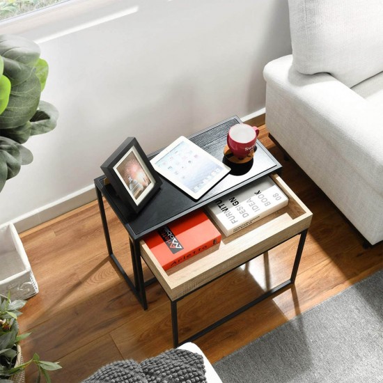 Curry - Tables Basses Gigognes Cube Rectangulaires pour Petits Espaces, Gigognes de 2 Tables en Fer