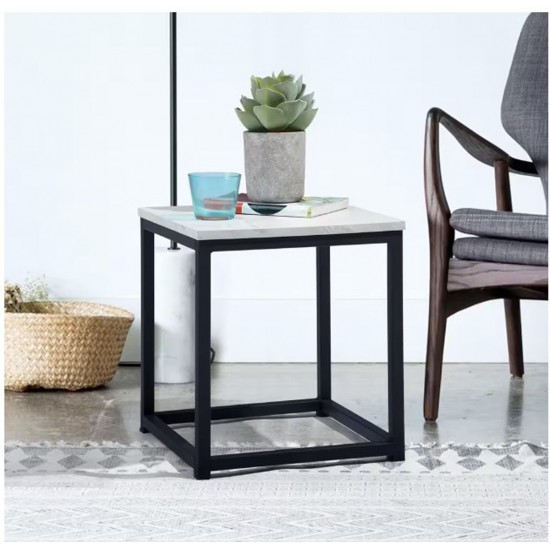 Facto - Table de Bout 13,8 pouces - Marbre Blanc