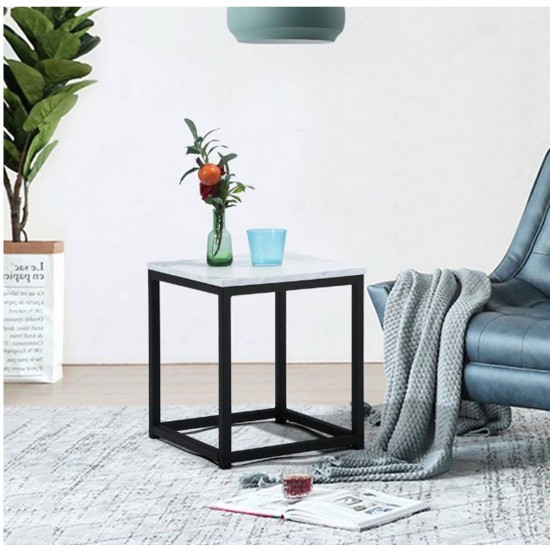 Facto - Table de Bout 13,8 pouces - Marbre Blanc