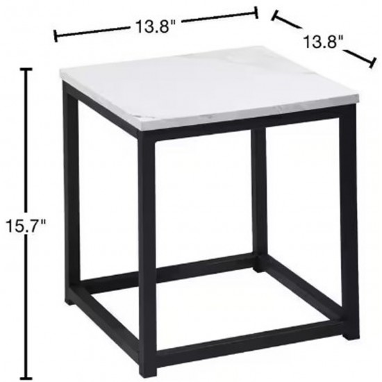 Facto - Table de Bout 13,8 pouces - Marbre Blanc