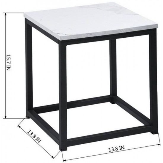 Facto - Table de Bout 13,8 pouces - Marbre Blanc