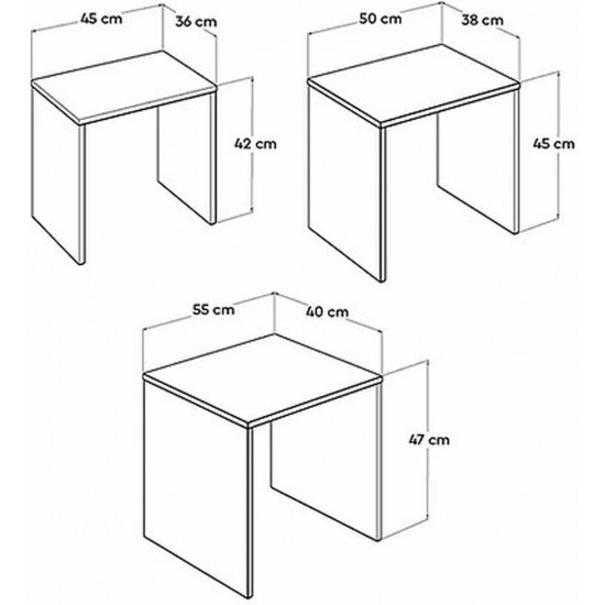 SHP-103-PP-1 - Jeu de Table 3 Pieces - Blanc Brillant