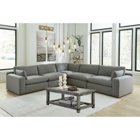 10007 - Elyza Sectional Set of 5 Pieces (1 Left-Arm Facing Corner Chair – 1 Right-Arm Facing Corner Chair – 1 Wedge - 2 Armless Chairs) – Smoke by Ashley Furnitures