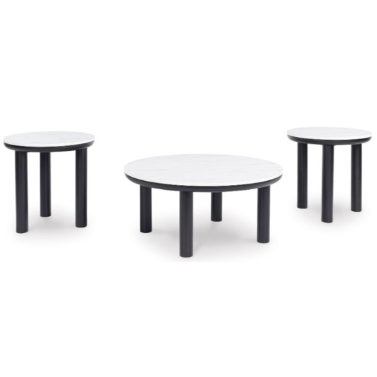 Jeu de 3 Tables d'Appoint Xandrum- Noir et Blanc par Ashley Furnitures